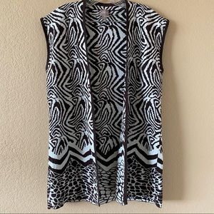 Chico's Women's Sleeveless Cardigan Vest, Brown/White, Size 2 (Regular12…